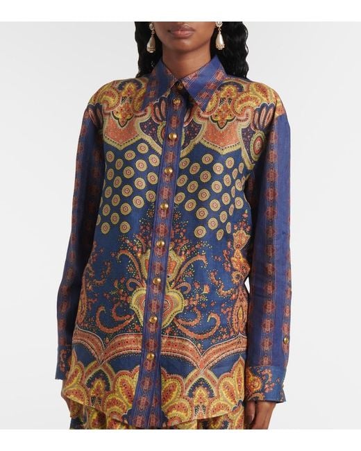 Valentino Blue Voyage Imaginaire Vlogo Linen Blouse