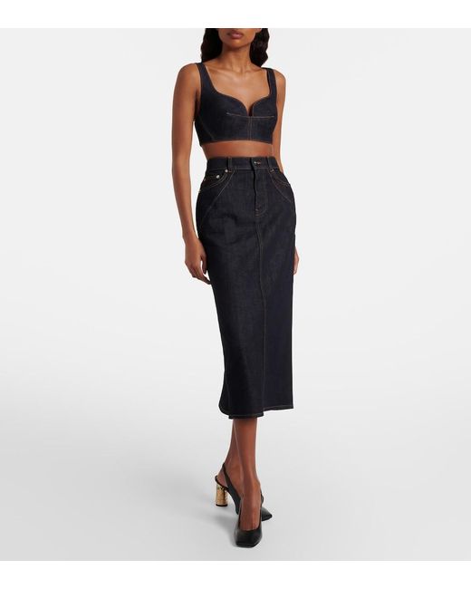 Givenchy Black Denim Midi Skirt
