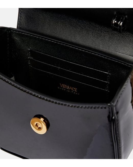 Versace Black Tote Bag La Medusa Mini Aus Lackleder