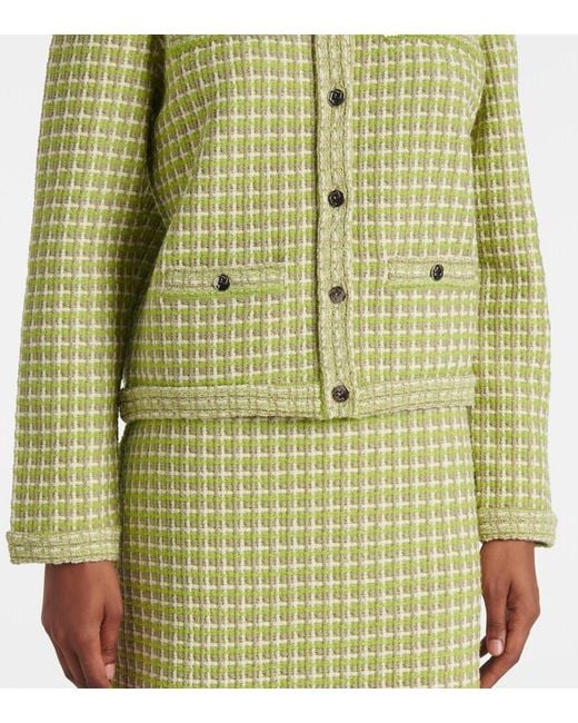 Tory Burch Green Knitted Checked Jacket