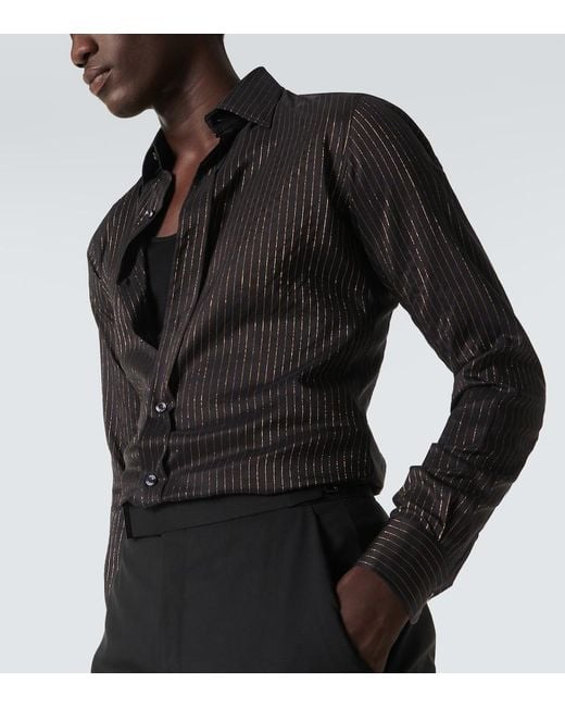 Tom Ford Black Pinstripe Silk Shirt for men