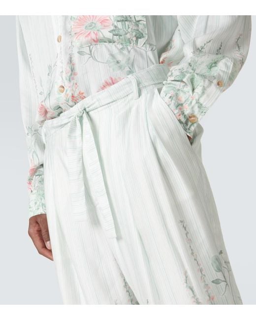 King & Tuckfield White Grant Floral Wide-Leg Pants for men