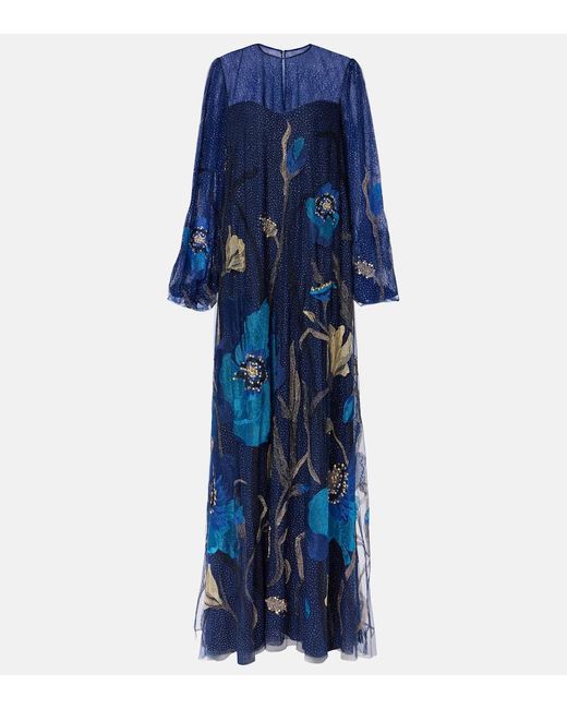 Costarellos Blue Kaftan Embr