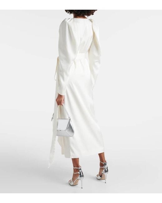 ROTATE BIRGER CHRISTENSEN White Satin Wrap Dress