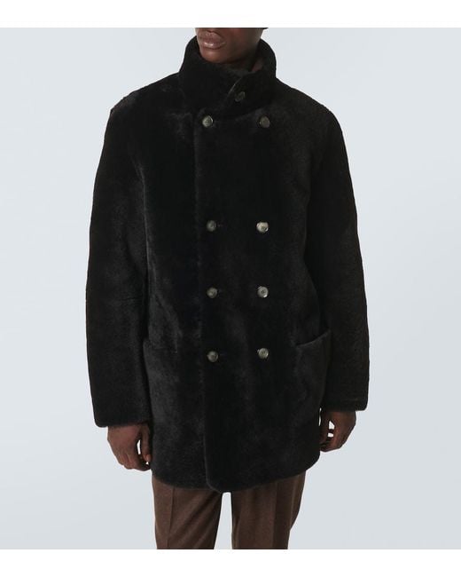 Giorgio Armani Wendbare Jacke Aus Leder Und Shearling in Black für Herren