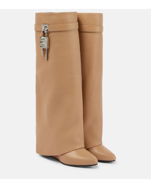 Givenchy Natural Shark Lock Leather Knee-high Boots