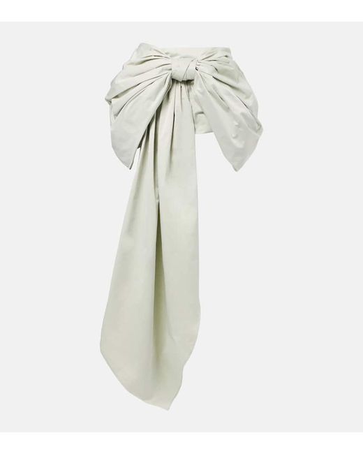 Acne White Bow-Detail Draped Miniskirt