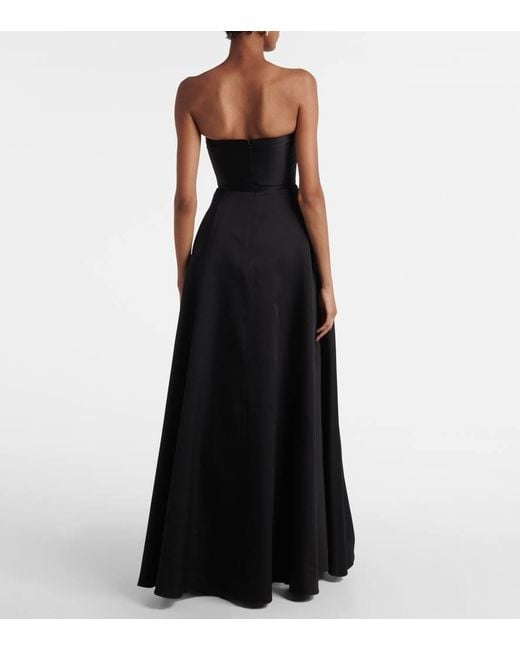 Roland Mouret Black Pleated Taffeta Corset Gown