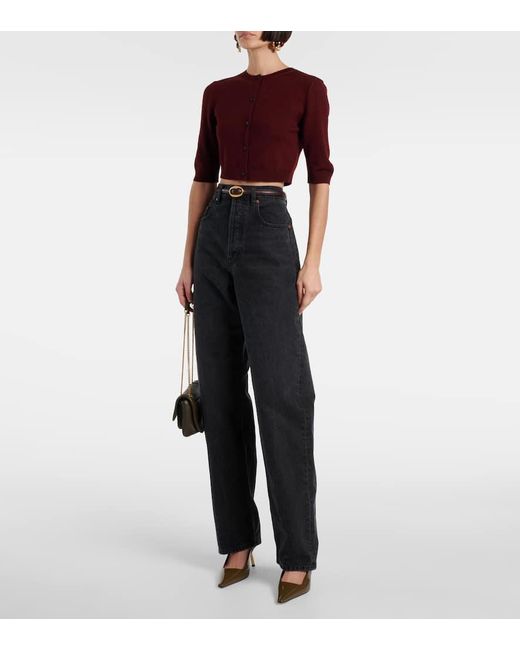 Saint Laurent Black High-Rise Wide-Leg Jeans