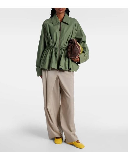 Loewe Green Ruched Cotton-Blend Jacket