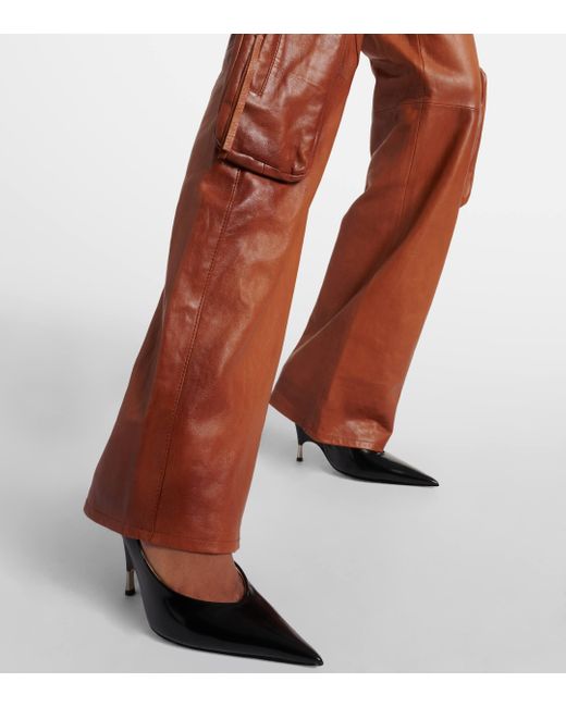 Pantalon cargo en cuir Blumarine en coloris Brown
