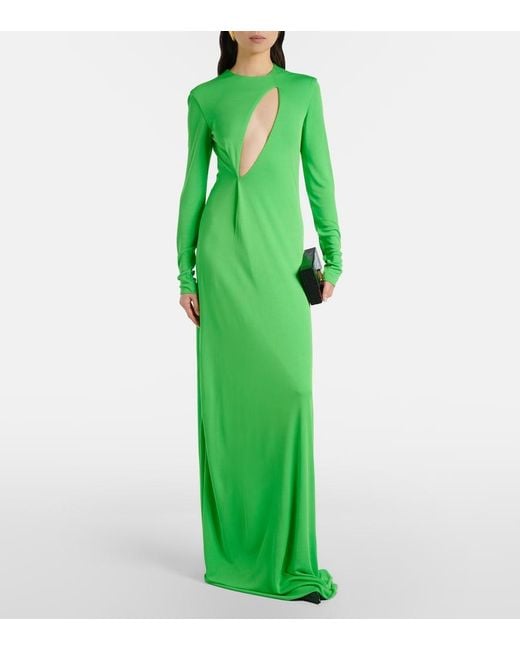 Tom Ford Green Cutout Crepe Jersey Gown