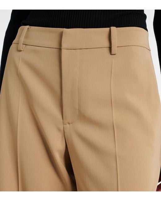 Ralph Lauren Natural Corrine Low-Rise Wool Wide-Leg Pants