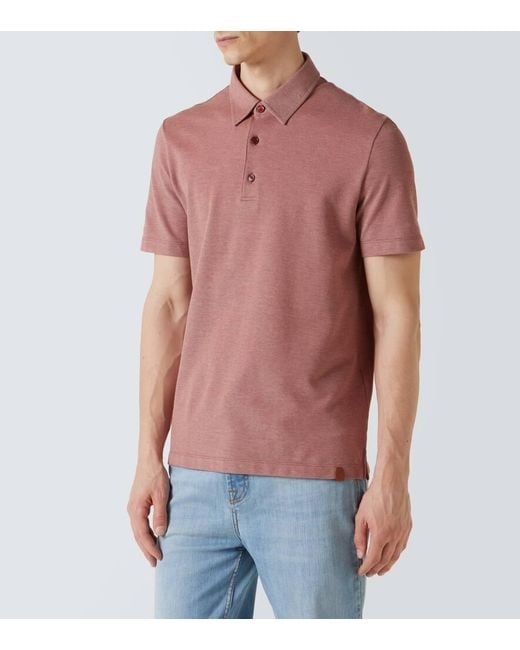 Brioni Pink Cotton Pique Polo Shirt for men