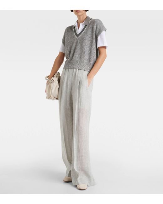 Pantalon de survetement ample a taille basse Brunello Cucinelli en coloris Gray