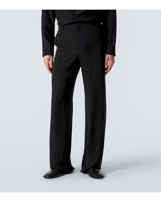 Gucci Black Silk Satin Georgette Wide-Leg Pants for men