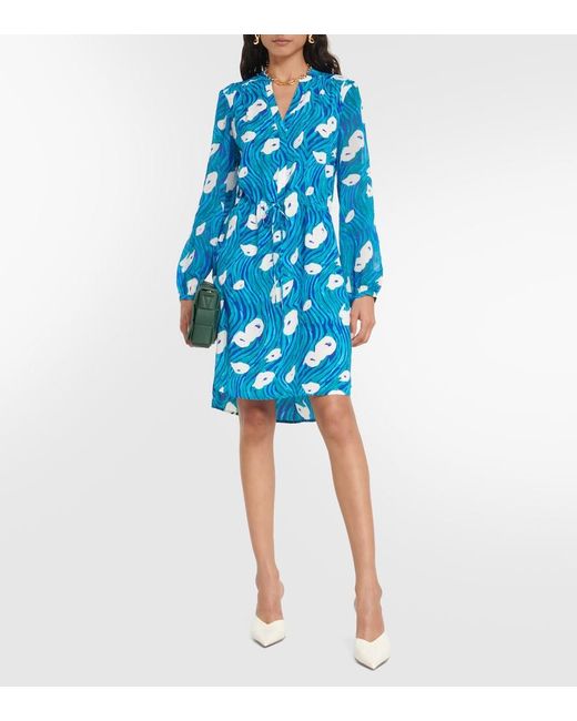 Diane von Furstenberg Blue Printed Minidress
