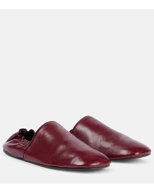 Khaite Purple Banks Leather Slip-On Shoes