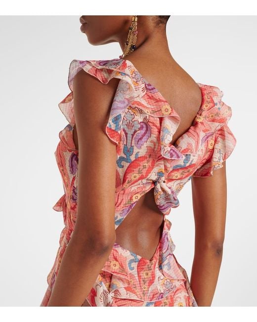 Abito Lungo Con Stampa Paisley di Etro in Red