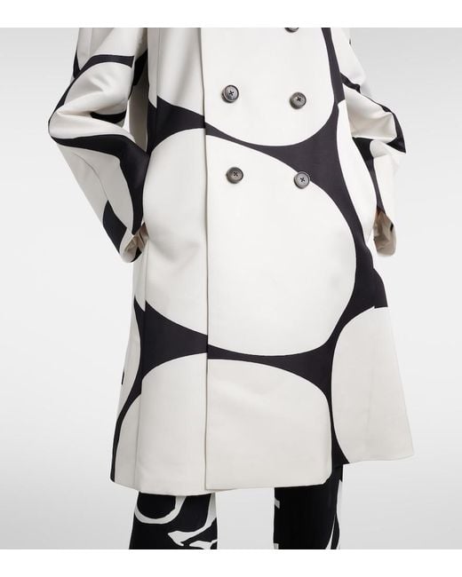 Dries Van Noten Natural Polka-Dot Double-Breasted Satin Coat