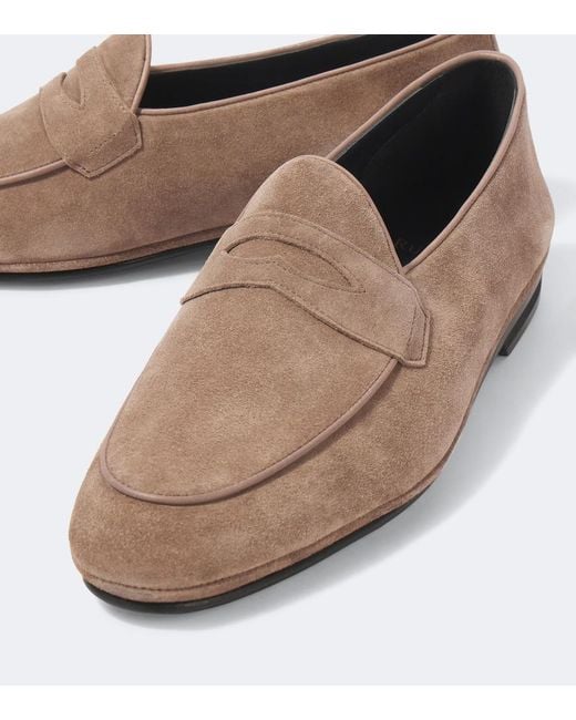 Rubinacci White Suede Penny Loafers for men