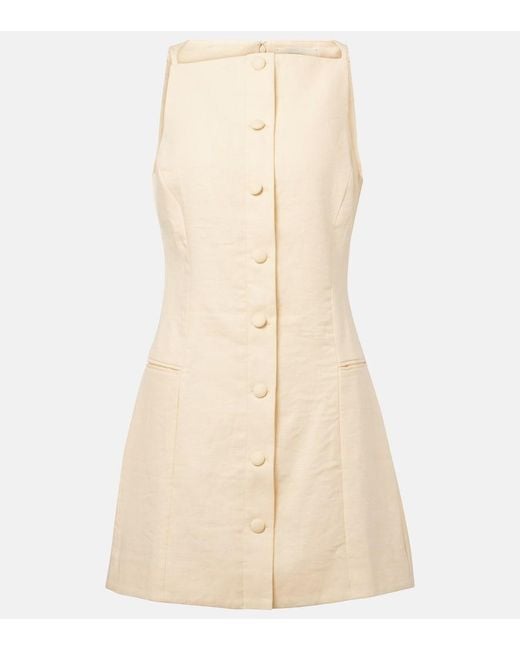 Faithfull The Brand Natural Ambra Linen Minidress