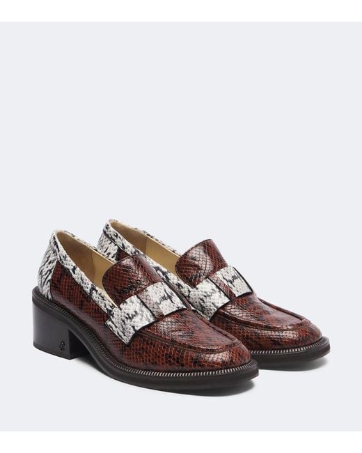 Jimmy Choo Brown Tylor Snake-Effect Leather Loafer Pumps