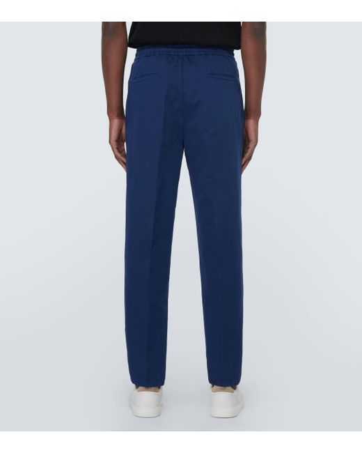 Brunello Cucinelli Blue Linen And Cotton Pants for men