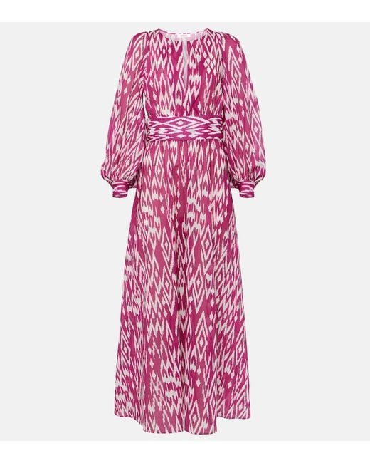 Eres Pink Tornado Balloon-Sleeve Maxi Dress