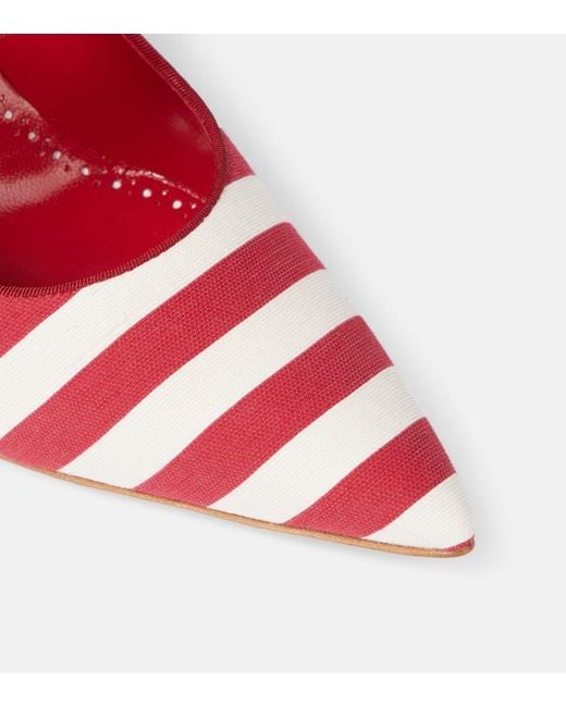 Manolo Blahnik Red Campari Striped Mary Jane Pumps