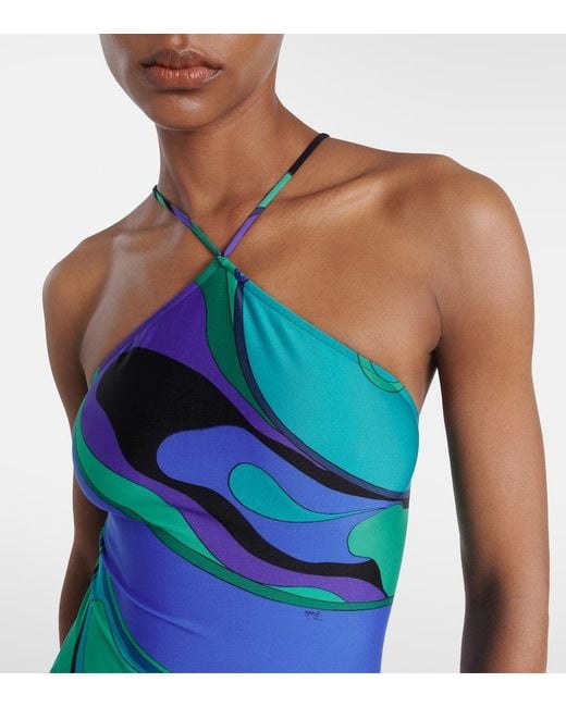 Emilio Pucci Blue Badeanzug Orchidee