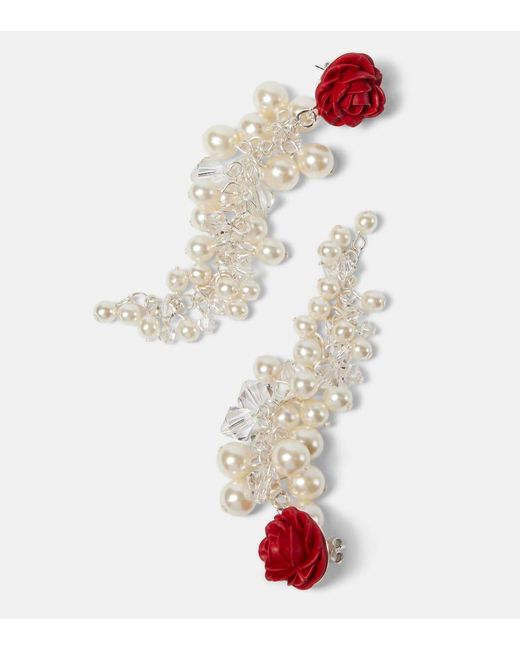 Orecchini Rosedrop in argento sterling con perle bijoux di Magda Butrym in Red