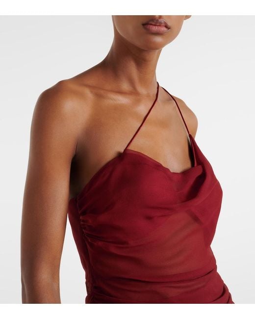 The Sei Red Sheer Silk Chiffon Gown