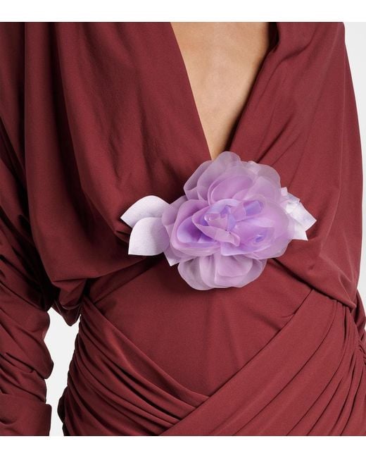 Vestido Corto De Jersey Con Aplique Floral Magda Butrym de color Red