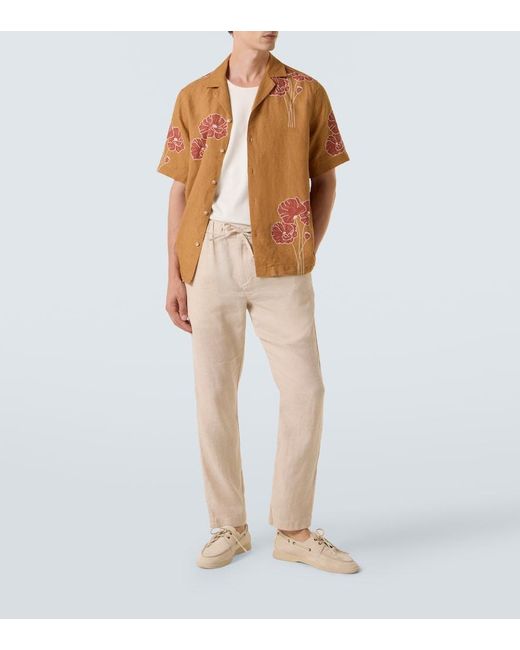 Frescobol Carioca Gerade Hose Oscar Aus Leinen Und Baumwolle in Natural für Herren