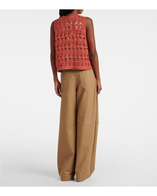 Brunello Cucinelli Red Jute And Cotton-Blend Sweater Vest