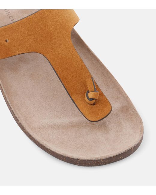 Tory Burch Brown Mellow Suede Thong Sandals