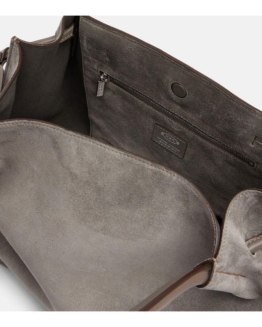 Tod's Gray Medium Suede Bucket Bag