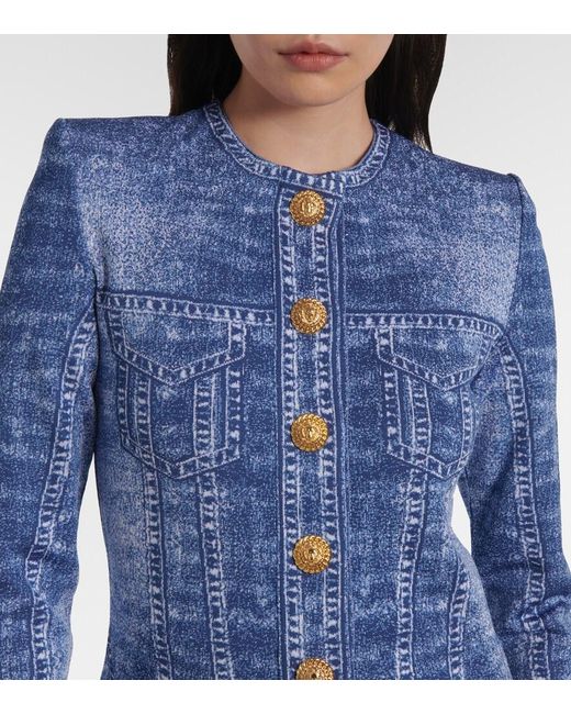 Balmain Blue Snap-Button Cardigan