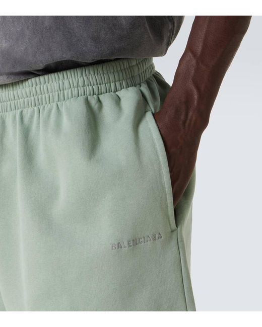 Balenciaga Green Logo Cotton Jersey Shorts for men