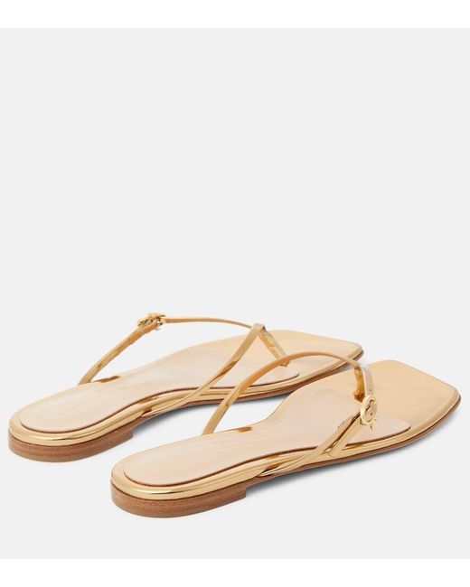 Gianvito Rossi Natural Mirrored Leather Thong Sandals
