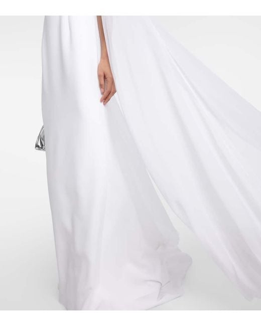 Jenny Packham White Bridal Frida Embellished Cape-Detail Gown