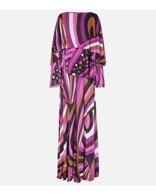 Emilio Pucci Purple Iride Silk Maxi Dress