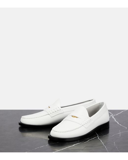 Burberry Leather Penny Loafers in White Lyst