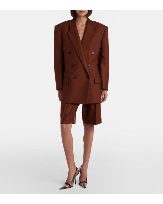 Saint Laurent Brown Pleated Cashmere Bermuda Shorts