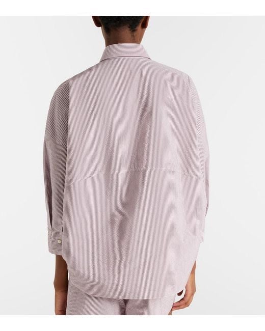Brunello Cucinelli Pink Striped Cotton-Blend Shirt
