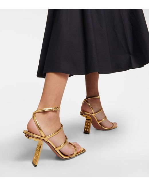 Alaïa Metallic Perfo Leather Sandals