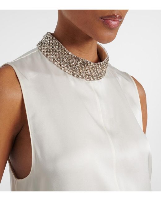 Tom Ford White Embellished Silk Satin Top