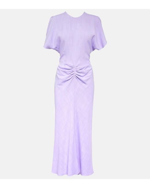 Robe Midi En Tissu À Fronces Victoria Beckham en coloris Purple