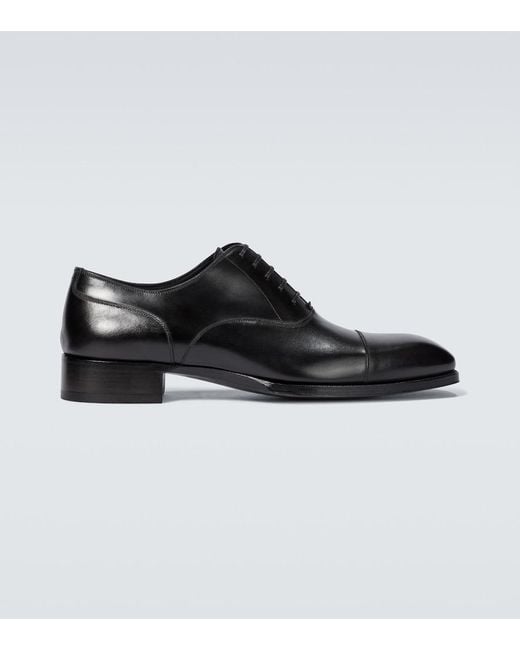 Tom Ford Black Elkan Leather Oxford Shoes for men
